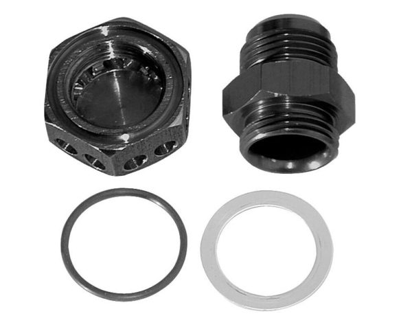 Moroso 22635 Vacuum Pump Fitting -12AN Anodized Aluminum Positive Seal Black