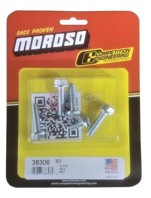 Moroso 38306 Bolt Kit for GM LS Oil Pump Flange Head Grade 8 Set of 5 Steel