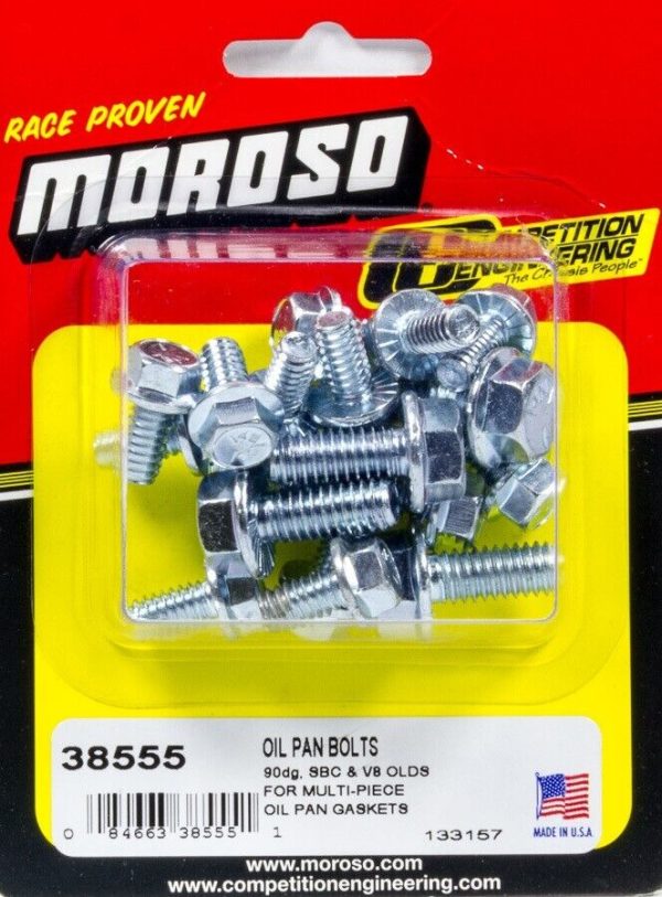 Moroso 38555 Oil Pan Bolt Kit Self Locking Flange Head SBC/Olds V8 & Chvy 90? V6