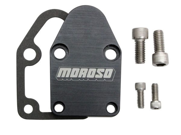 Moroso 65395 Fuel Pump Block-Off Plate Anodized Black Billet Aluminum w/Hardware