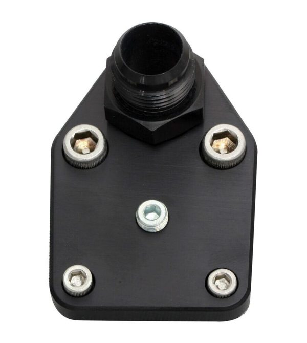 Moroso 65397 Fuel Pump Block Off Plate Billet Aluminum w/Fitting SBC Black
