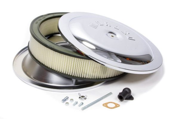 Moroso 65910 Air Filter Assembly Round Steel Chrome 14" x 3" Tall Moroso Logo