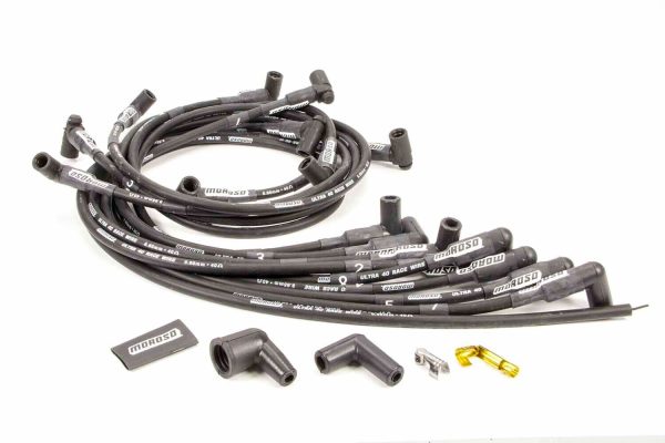 Moroso 73709 Ultra 40 Unsleeved Wire Set Custom Fit SBC HEI Under Header Black