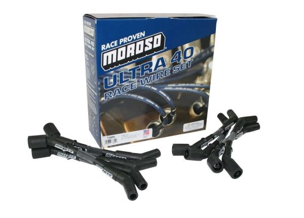 Moroso 73850 Ultra 40 Wire Set Sleeved GM LS Wire Set 8in 135? Plug Boot Black