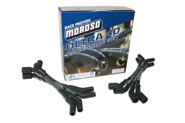 Moroso 73851 Ultra 40 Spark Plug Wire Set Sleeved GM LS 135?Boots 9.75in Black