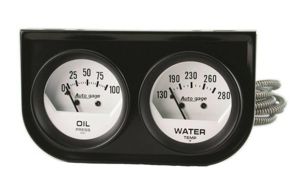 AutoMeter 2323 Auto Gage Gauge Console Oil Pressure Water Temperature 2-1/16"