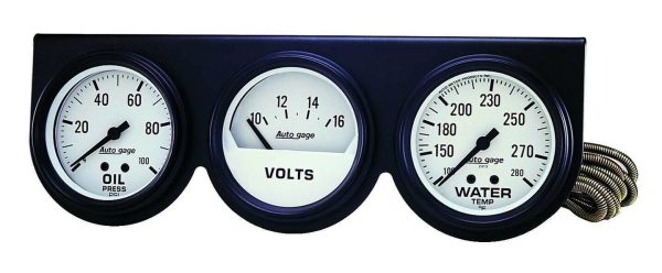 AutoMeter 2328 Auto Gage Gauge Console Oil Pressure Water Temp Volt 2-5/8"