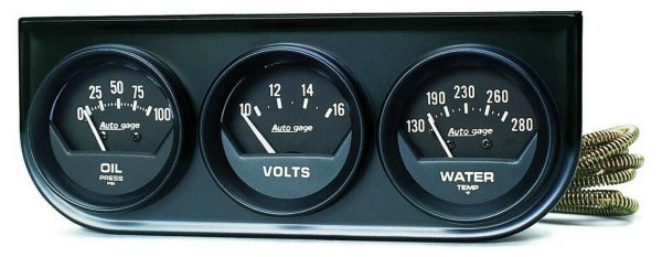 AutoMeter 2348 Auto Gage Gauge Console Oil Pressure Water Temp Volt 2-1/16"