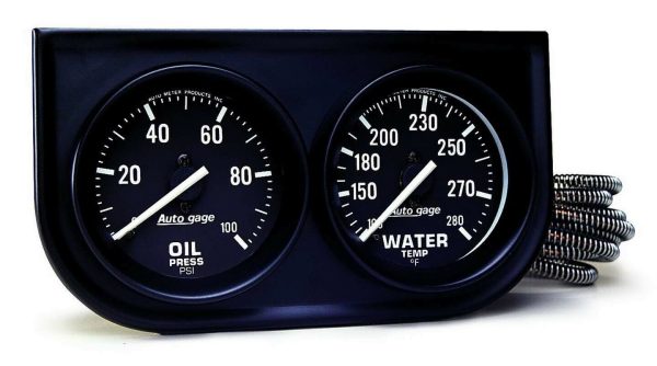 AutoMeter 2392 Auto Gage Gauge Console Oil Pressure Water Temperature 2-1/16"