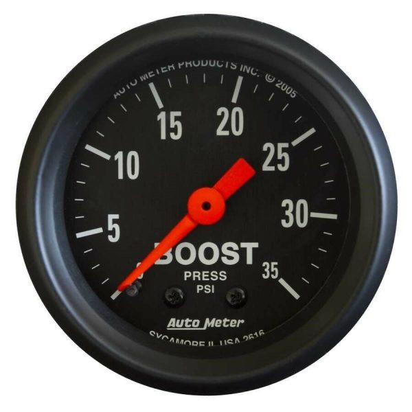 AutoMeter 2616 Z-Series 2-1/16" Mechanical Boost Gauge 0-35 PSI Turbo Blower