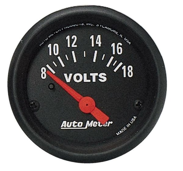 AutoMeter 2645 Z-Series 2-1/16" 52mm Electric Voltmeter Volt Gauge 8-18V Black