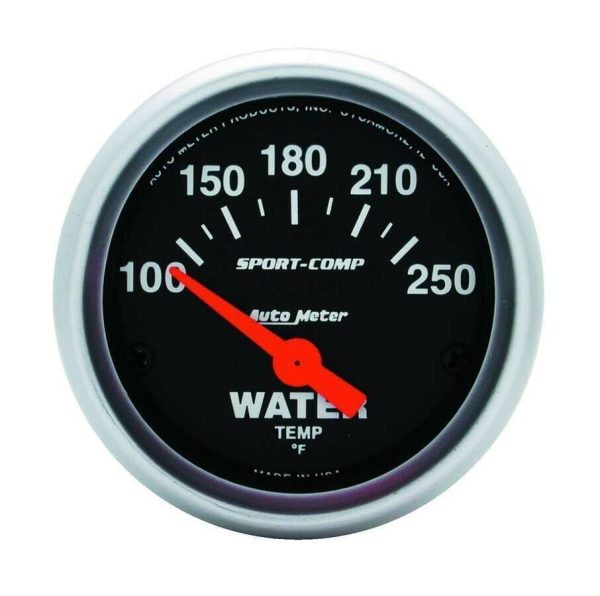 AutoMeter 3337 Sport-Comp 2-1/16" Electric Water Temperature 100-250Deg F Analog