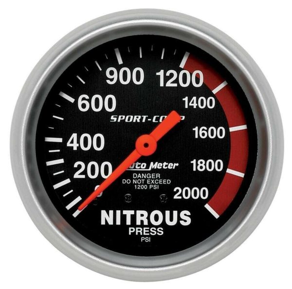 AutoMeter 3428 Sport-Comp 2-5/8" Nitrous Pressure Gauge 0-2000 PSI Illuminated
