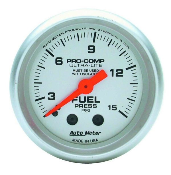 AutoMeter 4311 Ultra-Lite 2-1/16" Mech Fuel Pressure Gauge 0-15 PSI Illuminated