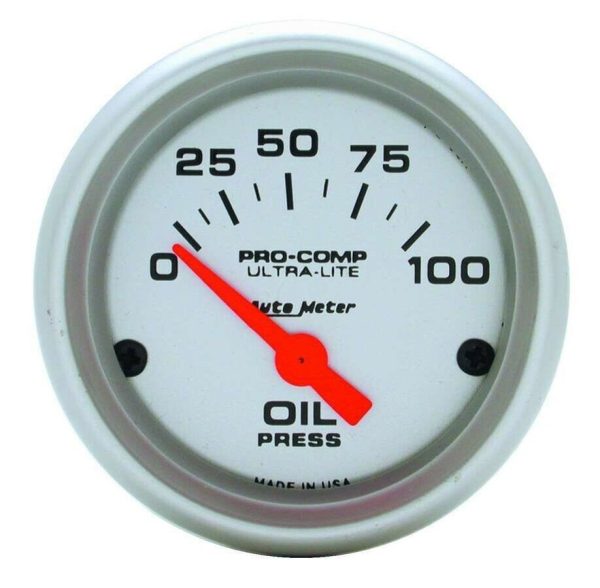 AutoMeter 4327 Ultra-Lite 2-1/16" Elect Oil Pressure Gauge 0-100PSI Illuminated