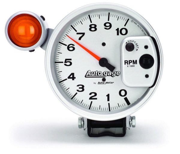 AutoMeter 233911 Auto Gage 5" Silver Pedestal Tachometer 10K RPM w/ Shift Light