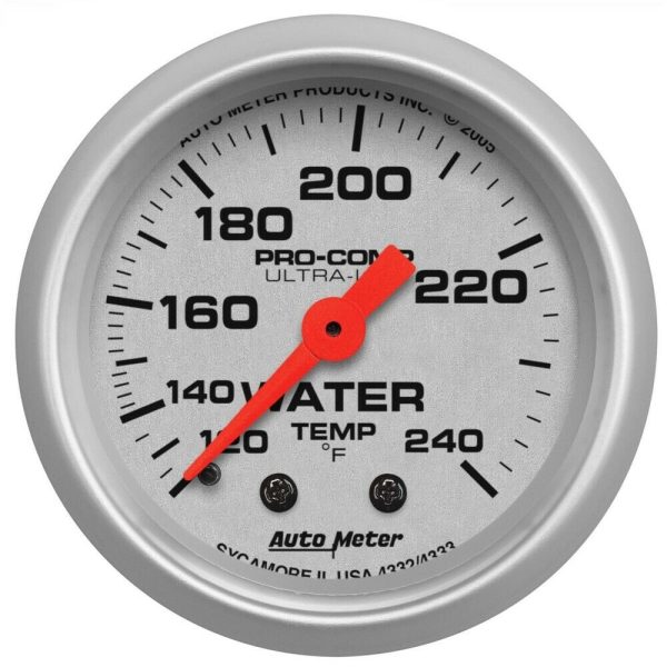 AutoMeter 4332 Ultra-Lite Analog Water Temperature Gauge 120-240 ?F Mechanical