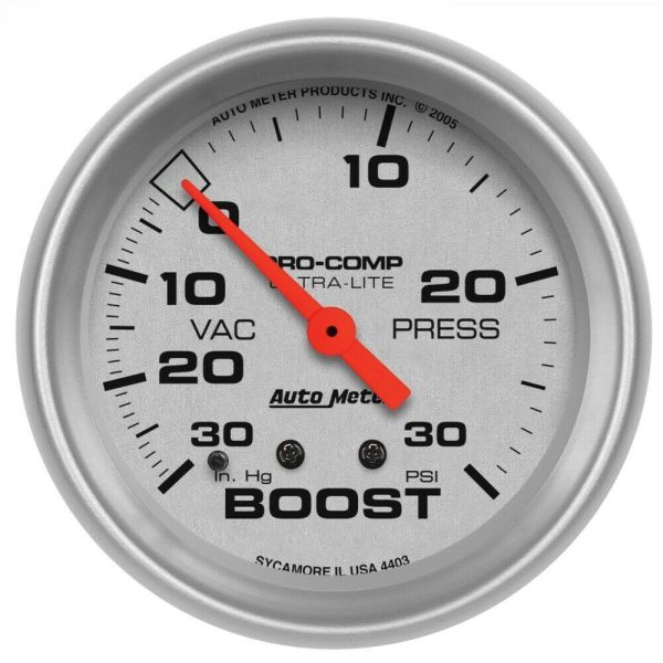AutoMeter 4403 Ultra-Lite Boost/Vacuum Analog Gauge 30 in Hg/30psi Mechanical